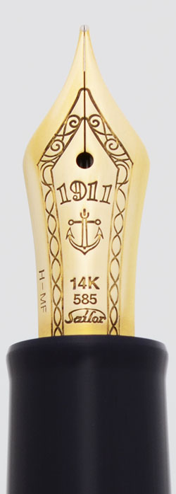 Sailor 1911S Fountain Pen - Standard Size, Dark Blue Gold Trim